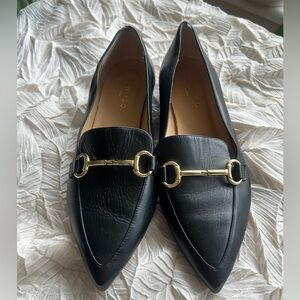 Black flats with gold horsebit